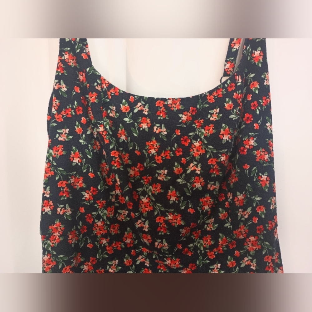 Old Navy Linen Mini Dress Small Ditsy Floral Smocked Cottage Preppy Americana - Picture 3 of 16